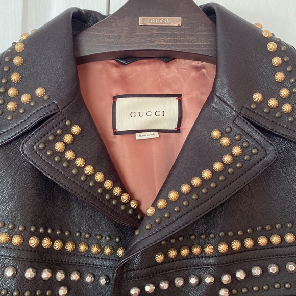 AUTHENTIC GUCCI Genuine leather men’s studded jacket Italian size 52, size Large - Picture 3 of 13